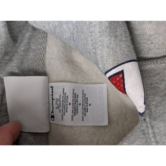 Champion Logo All Over Reverse Weave Hoodie Sweatshirt Gray XL Extra Large New R - Picture 5 of 7